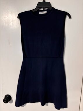 Zara Navy Ribbed Knit Crewneck Sweater Dress